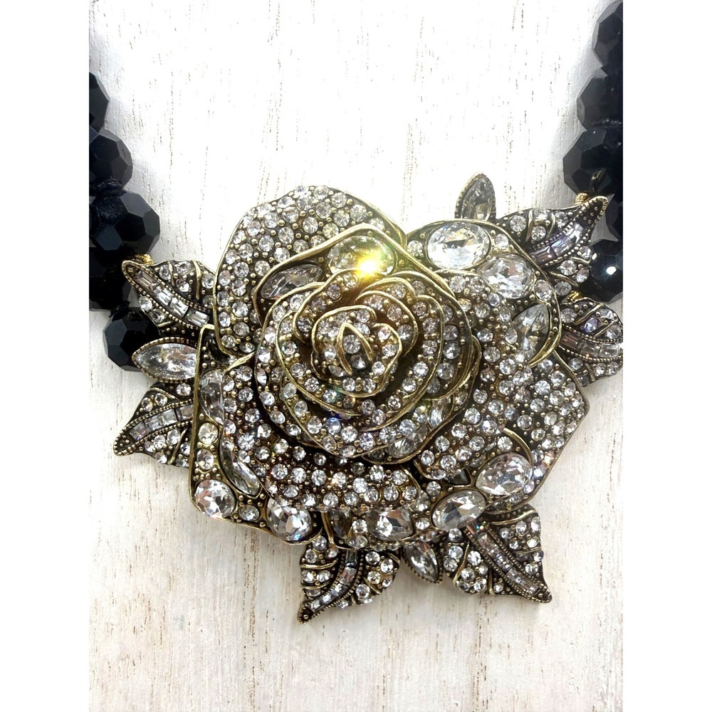 Rose Heidi Daus Pearl Necklace Enchanted Beauty and The Beast JET BLACK CLEAR - Picture 3 of 9